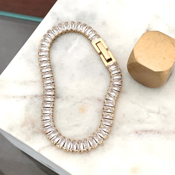 TENNIS BRACELET STAINLESS STEEL CUBIC ZIRCONIA BLING SHINNY STATEMENT CHAIN - Picture 4 of 8